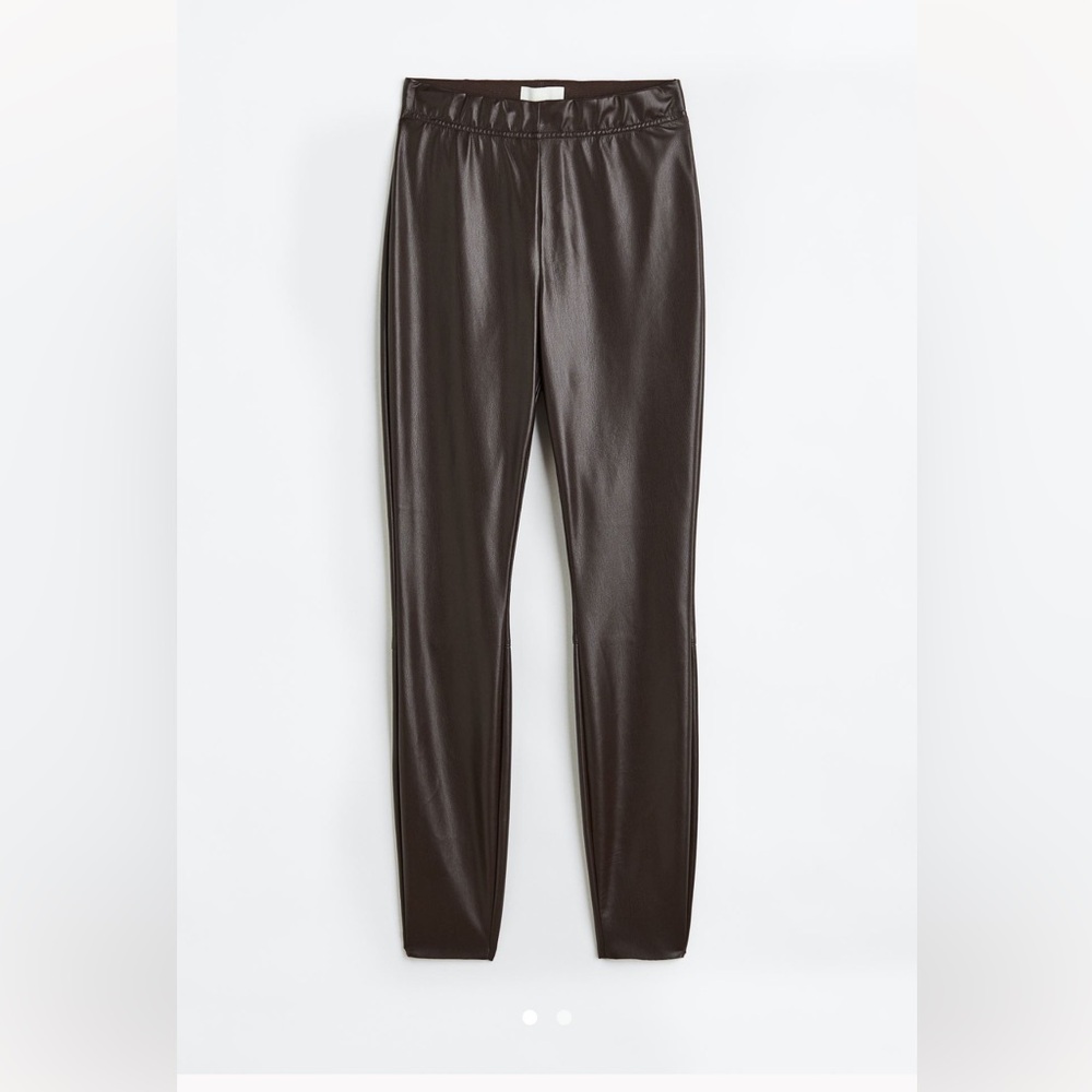 high waist brown faux leather leggings